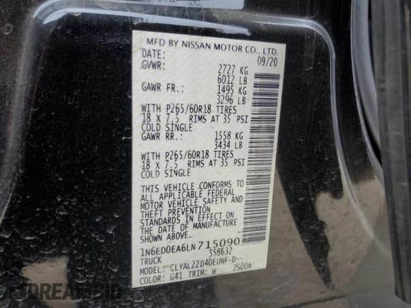 ✅ 2020 Nissan Frontier S • VIN: 1N6ED0EA6LN715090 • Lot: 46193545. Wystawiony na Copart z przebiegiem 57 848 mil. Bezpłatny archiwum sprzedaży aukcyjnych z USA i szczegółowy raport historii pojazdu na DreamBid. Zdjęcie 12.