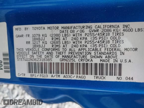 ✅ 2006 Toyota Tacoma X-Runner • VIN: 5TETU22N36Z318385 • Lot: 42421883. Wystawiony na IAAI z przebiegiem 132 027 mil. Bezpłatny archiwum sprzedaży aukcyjnych z USA i szczegółowy raport historii pojazdu na DreamBid. Zdjęcie 9.