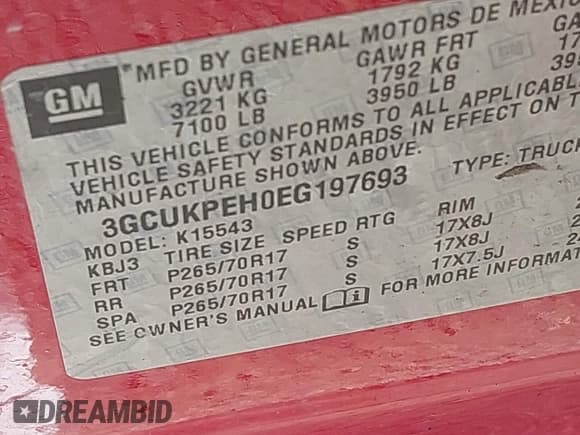 ✅ 2014 Chevrolet Silverado 1500 Work Truck • VIN: 3GCUKPEH0EG197693 • Lot: 42784244. Listed on IAAI with 77,063 mi. Free auction sales archive from the USA and detailed vehicle history report at DreamBid. Image 9.