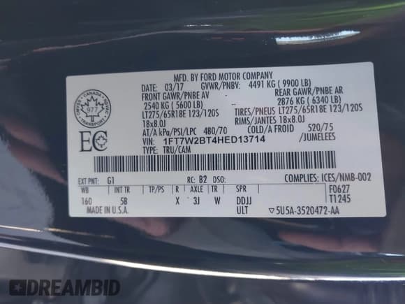 ✅ 2017 Ford F-250 Lariat • VIN: 1FT7W2BT4HED13714 • Lot: 40995061. Listed on IAAI with 156,645 mi. Free auction sales archive from the USA and detailed vehicle history report at DreamBid. Image 9.