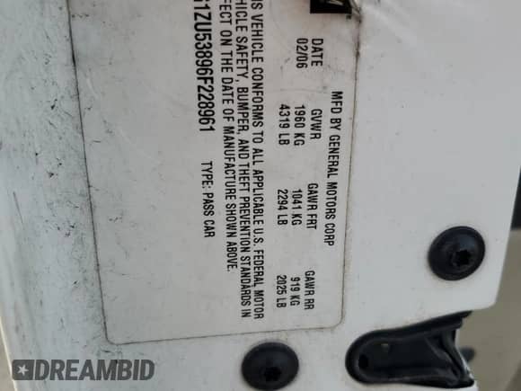 2006 Chevrolet Malibu LTZ z VIN 1G1ZU53896F228961, wystawiony jako Copart lot #83942374 z przebiegiem 214 159 mil mil oraz Szkoda całkowita • Salvage title. Historia ofert i sprzedaży dostępna na DreamBid. Obrazek 14.