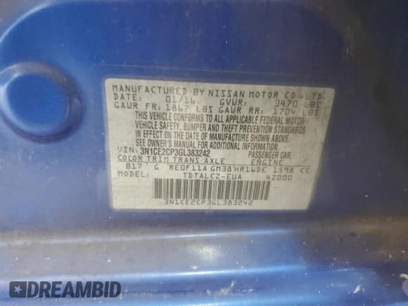 ✅ 2016 Nissan Note S Plus • VIN: 3N1CE2CP3GL383242 • Lot: 84705505. Wystawiony na Copart z przebiegiem 86 496 mil. Bezpłatny archiwum sprzedaży aukcyjnych z USA i szczegółowy raport historii pojazdu na DreamBid. Zdjęcie 12.