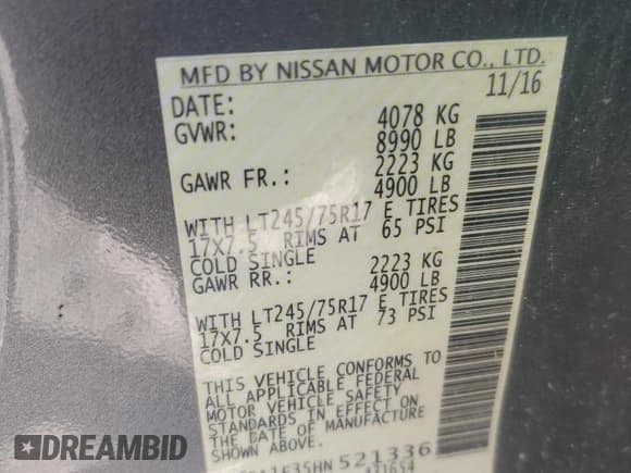 ✅ 2017 Nissan Titan SV • VIN: 1N6BA1F35HN521336 • Lot: 71625065. Wystawiony na Copart z przebiegiem Nie podano. Bezpłatny archiwum sprzedaży aukcyjnych z USA i szczegółowy raport historii pojazdu na DreamBid. Zdjęcie 12.