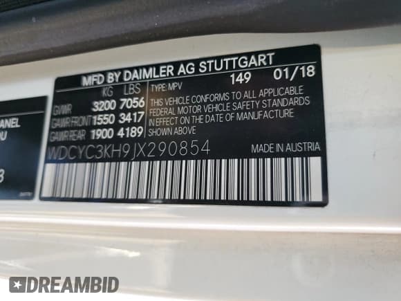 ✅ 2018 Mercedes-Benz G • VIN: WDCYC3KH9JX290854 • Lot: 72102102. Wystawiony na Copart z przebiegiem 43 968 mil. Bezpłatny archiwum sprzedaży aukcyjnych z USA i szczegółowy raport historii pojazdu na DreamBid. Zdjęcie 12.