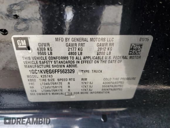✅ 2015 Chevrolet Silverado 2500HD LT • VIN: 1GC1KVEG6FF562329 • Lot: 60515925. Wystawiony na Copart z przebiegiem 159 916 mil. Bezpłatny archiwum sprzedaży aukcyjnych z USA i szczegółowy raport historii pojazdu na DreamBid. Zdjęcie 12.