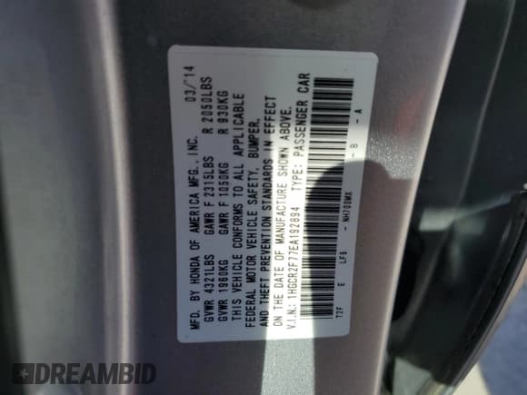 ✅ 2014 Honda Accord EX • VIN: 1HGCR2F77EA192894 • Лот: 82567935. Опубликован ранее на Copart с пробегом 130 634 миль. Бесплатный доступ к архиву аукционных продаж из США и подробный отчёт об истории автомобиля на DreamBid. Изображение 13.