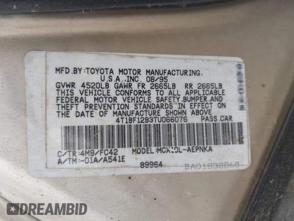 ✅ 1996 Toyota Avalon XL • VIN: 4T1BF12B3TU066076 • Lot: 43339780. Listed on IAAI with 124,943 mi. Free auction sales archive from the USA and detailed vehicle history report at DreamBid. Image 9.