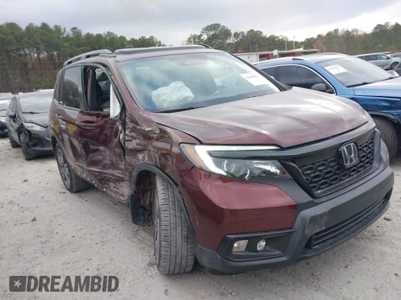 ✅ 2019 Honda Passport EX-L • VIN: 5FNYF7H54KB008780 • Lot: 43665845. Listed on IAAI with 59,459 mi. Free auction sales archive from the USA and detailed vehicle history report at DreamBid. Image 1.
