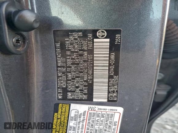 ✅ 2007 Toyota Camry LE • VIN: 4T1BE46K07U721105 • Lot: 95002155. Wystawiony na Copart z przebiegiem 277 854 mil. Bezpłatny archiwum sprzedaży aukcyjnych z USA i szczegółowy raport historii pojazdu na DreamBid. Zdjęcie 12.