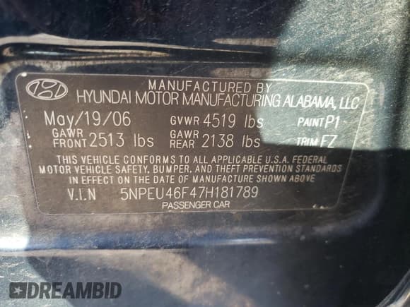 ✅ 2007 Hyundai Sonata SE • VIN: 5NPEU46F47H181789 • Лот: 85386025. Опубликован ранее на Copart с пробегом 95 892 миль. Бесплатный доступ к архиву аукционных продаж из США и подробный отчёт об истории автомобиля на DreamBid. Изображение 12.