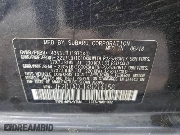 ✅ 2019 Subaru Crosstrek Premium • VIN: JF2GTACC1K9214156 • Lot: 92025855. Listed on Copart with 101,183 mi. Free auction sales archive from the USA and detailed vehicle history report at DreamBid. Image 12.