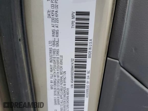 ✅ 2008 Subaru Tribeca Limited • VIN: 4S4WX90D084414702 • Лот: 65055595. Опубликован ранее на Copart с пробегом 202 826 миль. Бесплатный доступ к архиву аукционных продаж из США и подробный отчёт об истории автомобиля на DreamBid. Изображение 13.