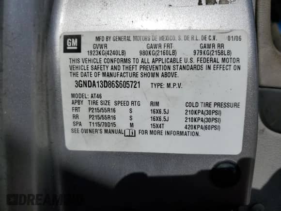 2006 Chevrolet HHR LS z VIN 3GNDA13D86S605721, wystawiony jako Copart lot #74203884 z przebiegiem Nie podano mil oraz Nie do naprawy • Non repairable. Historia ofert i sprzedaży dostępna na DreamBid. Obrazek 14.