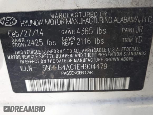 ✅ 2014 Hyundai Sonata GLS • VIN: 5NPEB4AC1EH904479 • Лот: 43478798. Опубликован ранее на IAAI с пробегом Не указан. Бесплатный доступ к архиву аукционных продаж из США и подробный отчёт об истории автомобиля на DreamBid. Изображение 9.