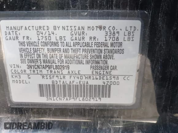 ✅ 2015 Nissan Versa S Plus • VIN: 3N1CN7AP9FL802919 • Lot: 43741939. Wystawiony na IAAI z przebiegiem Nie podano. Bezpłatny archiwum sprzedaży aukcyjnych z USA i szczegółowy raport historii pojazdu na DreamBid. Zdjęcie 9.