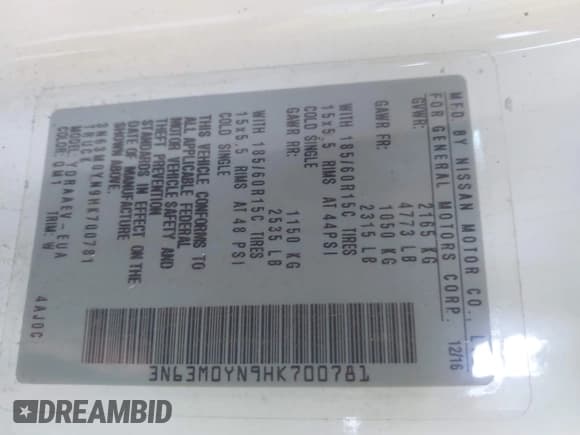 ✅ 2017 Chevrolet City Express Cargo LS • VIN: 3N63M0YN9HK700781 • Лот: 43389171. Опубликован ранее на IAAI с пробегом 85 775 миль. Бесплатный доступ к архиву аукционных продаж из США и подробный отчёт об истории автомобиля на DreamBid. Изображение 9.