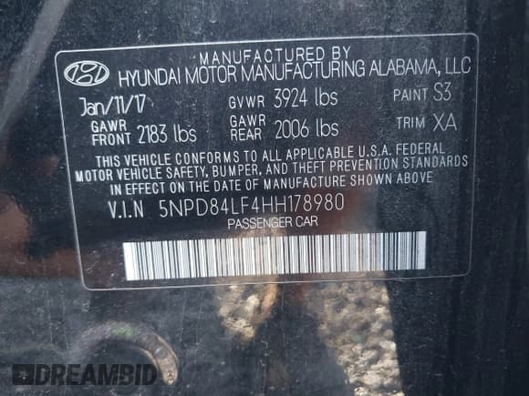 ✅ 2017 Hyundai Elantra Value Edition • VIN: 5NPD84LF4HH178980 • Lot: 43283604. Listed on IAAI with 148,662 mi. Free auction sales archive from the USA and detailed vehicle history report at DreamBid. Image 9.