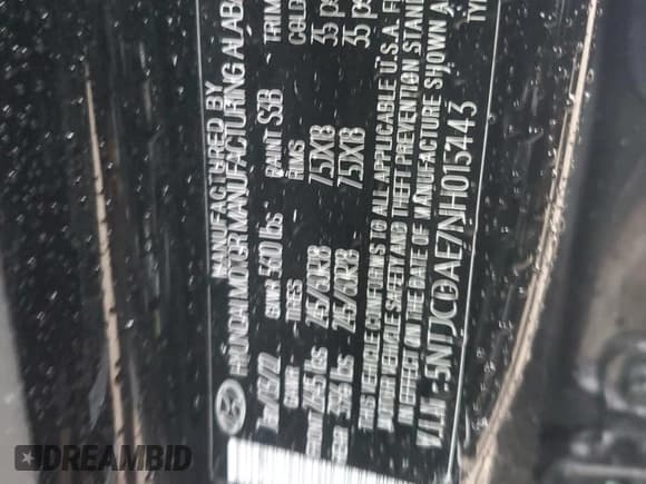 ✅ 2022 Hyundai Santa Cruz SEL • VIN: 5NTJCDAE7NH015443 • Lot: 54715355. Listed on Copart with 39,138 mi. Free auction sales archive from the USA and detailed vehicle history report at DreamBid. Image 12.