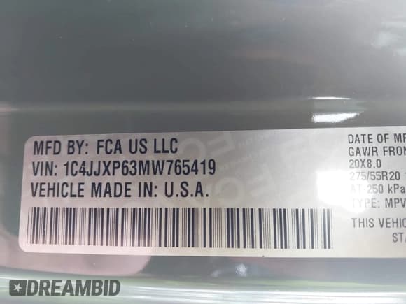 ✅ 2021 Jeep Wrangler Unlimited Sahara • VIN: 1C4JJXP63MW765419 • Lot: 43395036. Listed on IAAI with 43,645 mi. Free auction sales archive from the USA and detailed vehicle history report at DreamBid. Image 9.