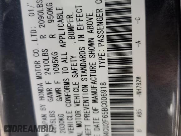 ✅ 2011 Acura TSX • VIN: JH4CU2F65BC006918 • Lot: 55291825. Listed on Copart with 192,578 mi. Free auction sales archive from the USA and detailed vehicle history report at DreamBid. Image 14.