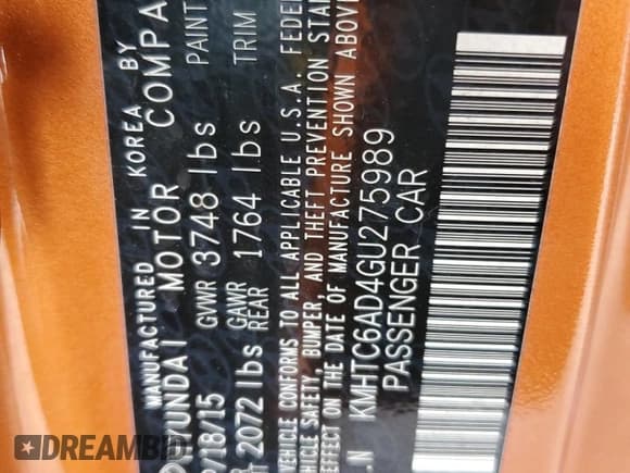 ✅ 2016 Hyundai Veloster • VIN: KMHTC6AD4GU275989 • Lot: 87920755. Wystawiony na Copart z przebiegiem 90 277 mil. Bezpłatny archiwum sprzedaży aukcyjnych z USA i szczegółowy raport historii pojazdu na DreamBid. Zdjęcie 13.