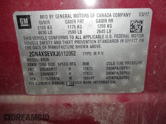 2018 Chevrolet Equinox LT z VIN 2GNAXSEVXJ6112062, wystawiony jako IAAI lot #43406177 z przebiegiem 69 608 mil mil oraz . Historia ofert i sprzedaży dostępna na DreamBid. Obrazek 9.