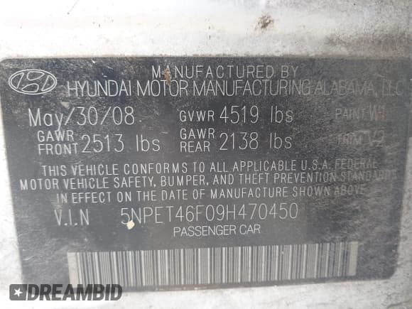✅ 2009 Hyundai Sonata GLS • VIN: 5NPET46F09H470450 • Лот: 41310835. Опубликован ранее на IAAI с пробегом 181 944 миль. Бесплатный доступ к архиву аукционных продаж из США и подробный отчёт об истории автомобиля на DreamBid. Изображение 9.
