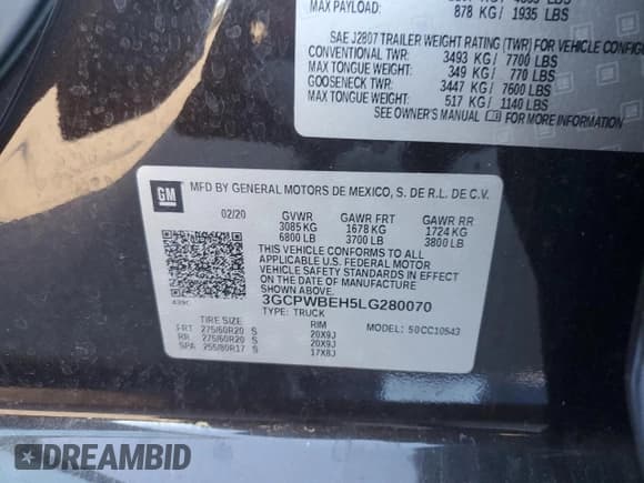 ✅ 2020 Chevrolet Silverado 1500 Custom • VIN: 3GCPWBEH5LG280070 • Lot: 75866044. Wystawiony na Copart z przebiegiem 34 871 mil. Bezpłatny archiwum sprzedaży aukcyjnych z USA i szczegółowy raport historii pojazdu na DreamBid. Zdjęcie 24.