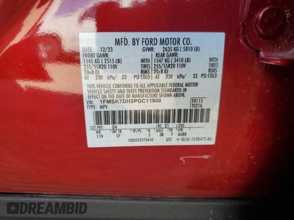 ✅ 2023 Ford Explorer XLT • VIN: 1FMSK7DH3PGC11900 • Lot: 87315095. Wystawiony na Copart z przebiegiem 24 631 mil. Bezpłatny archiwum sprzedaży aukcyjnych z USA i szczegółowy raport historii pojazdu na DreamBid. Zdjęcie 14.