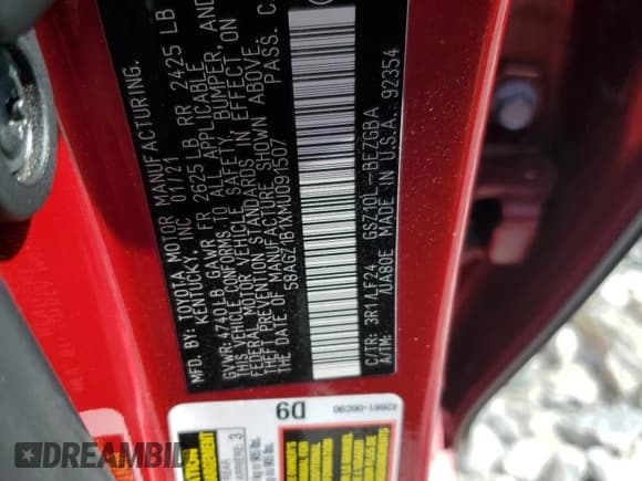 ✅ 2021 Lexus ES 350 F Sport • VIN: 58AGZ1B1XMU091507 • Lot: 61626075. Wystawiony na Copart z przebiegiem 33 705 mil. Bezpłatny archiwum sprzedaży aukcyjnych z USA i szczegółowy raport historii pojazdu na DreamBid. Zdjęcie 13.