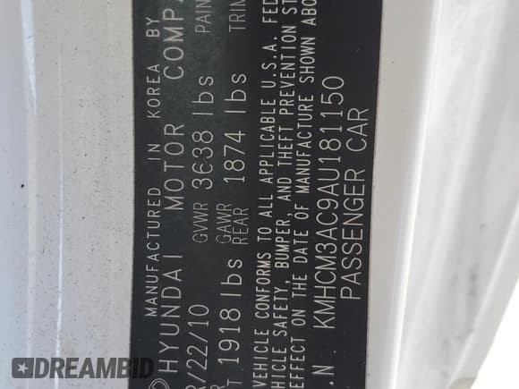 ✅ 2010 Hyundai Accent GS • VIN: KMHCM3AC9AU181150 • Лот: 58590035. Опубликован ранее на Copart с пробегом 131 192 миль. Бесплатный доступ к архиву аукционных продаж из США и подробный отчёт об истории автомобиля на DreamBid. Изображение 12.