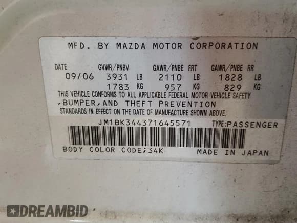 ✅ 2007 Mazda 3 S Touring • VIN: JM1BK344371645571 • Lot: 65622425. Wystawiony na Copart z przebiegiem Nie podano. Bezpłatny archiwum sprzedaży aukcyjnych z USA i szczegółowy raport historii pojazdu na DreamBid. Zdjęcie 12.