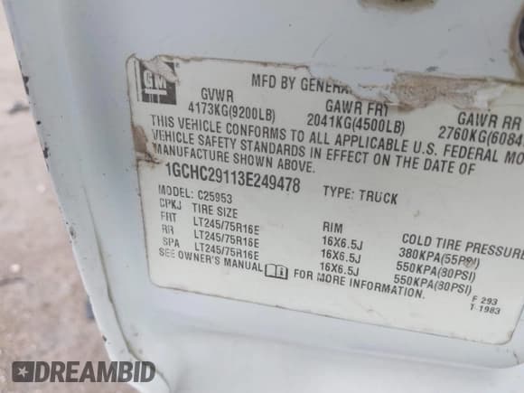 ✅ 2003 Chevrolet Silverado 2500HD LS • VIN: 1GCHC29113E249478 • Lot: 42145187. Listed on IAAI with 580,776 mi. Free auction sales archive from the USA and detailed vehicle history report at DreamBid. Image 9.