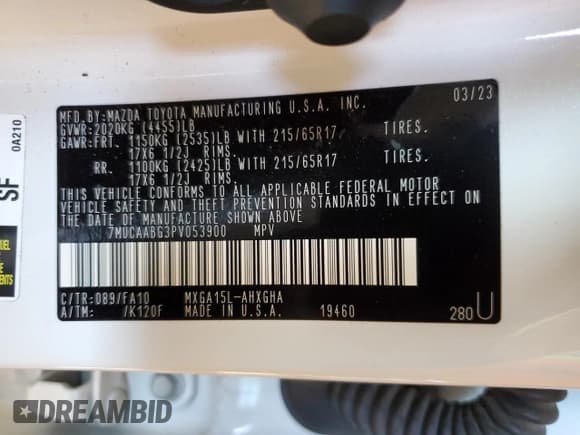 ✅ 2023 Toyota Corolla Cross LE • VIN: 7MUCAABG3PV053900 • Lot: 47088935. Listed on Copart with 8,705 mi. Free auction sales archive from the USA and detailed vehicle history report at DreamBid. Image 14.