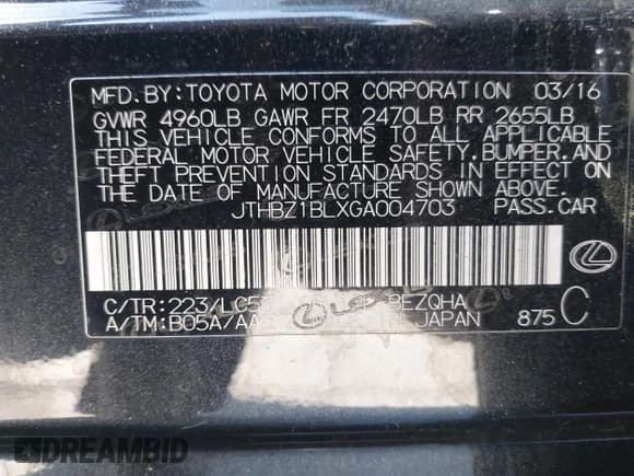 ✅ 2016 Lexus GS 350 • VIN: JTHBZ1BLXGA004703 • Lot: 43731292. Wystawiony na IAAI z przebiegiem 80 994 mil. Bezpłatny archiwum sprzedaży aukcyjnych z USA i szczegółowy raport historii pojazdu na DreamBid. Zdjęcie 9.