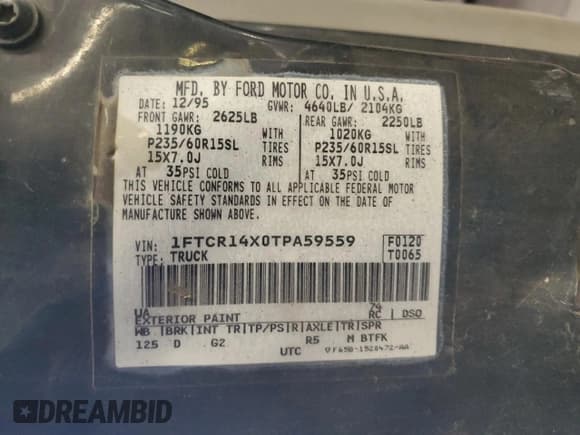✅ 1996 Ford Ranger XLT • VIN: 1FTCR14X0TPA59559 • Lot: 92605745. Wystawiony na Copart z przebiegiem 243 801 mil. Bezpłatny archiwum sprzedaży aukcyjnych z USA i szczegółowy raport historii pojazdu na DreamBid. Zdjęcie 13.