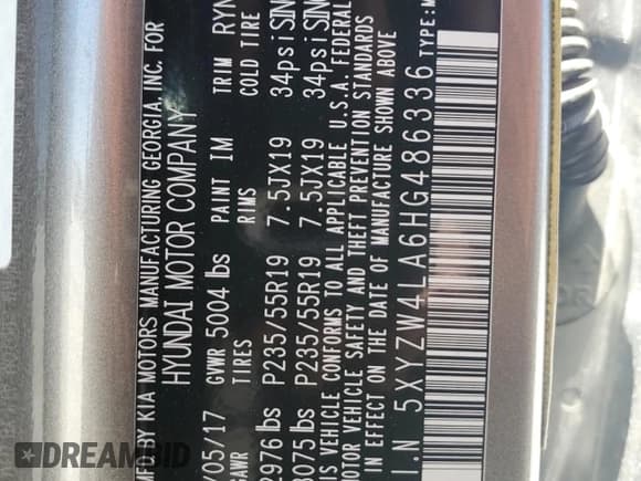 ✅ 2017 Hyundai Santa Fe Ultimate • VIN: 5XYZW4LA6HG486336 • Лот: 59894163. Опубликован ранее на Copart с пробегом 40 506 миль. Бесплатный доступ к архиву аукционных продаж из США и подробный отчёт об истории автомобиля на DreamBid. Изображение 13.