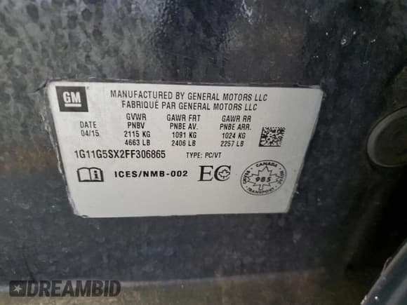 ✅ 2015 Chevrolet Malibu LTZ • VIN: 1G11G5SX2FF306865 • Lot: 84920275. Listed on Copart with 152,604 mi. Free auction sales archive from the USA and detailed vehicle history report at DreamBid. Image 12.