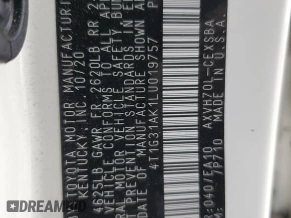 2020 Toyota Camry Hybrid SE с VIN 4T1G31AK1LU019757, выставлен на аукционе Copart как лот 70887205 с пробегом 76 845 миль миль и Списание • Salvage title. История ставок и продаж доступна на DreamBid. Изображение 12.