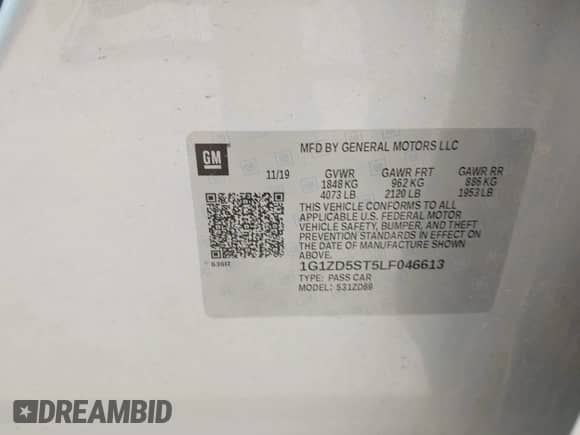 2020 Chevrolet Malibu LT with VIN 1G1ZD5ST5LF046613, listed as a IAAI auction lot 42477184 with 79,750 mi miles and . Bid and sale history available at DreamBid. Image 9.