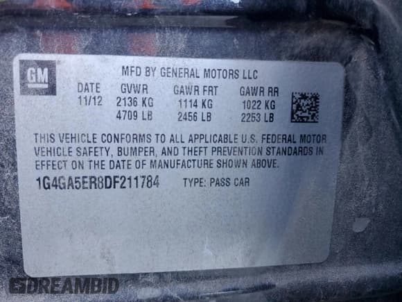 ✅ 2013 Buick LaCrosse • VIN: 1G4GA5ER8DF211784 • Lot: 89502315. Wystawiony na Copart z przebiegiem 186 694 mil. Bezpłatny archiwum sprzedaży aukcyjnych z USA i szczegółowy raport historii pojazdu na DreamBid. Zdjęcie 12.