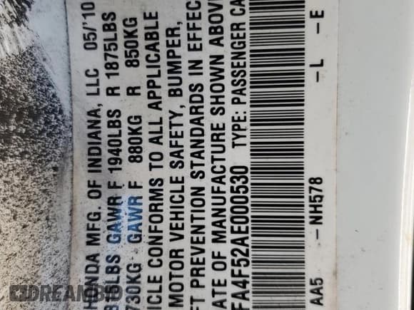 ✅ 2010 Honda Civic GX • VIN: 19XFA4F52AE000530 • Лот: 85902194. Опубликован ранее на Copart с пробегом 43 854 миль. Бесплатный доступ к архиву аукционных продаж из США и подробный отчёт об истории автомобиля на DreamBid. Изображение 13.