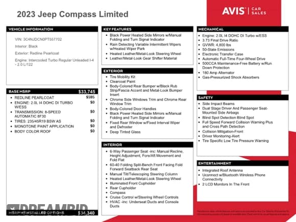 ✅ 2023 Jeep Compass (RED) Edition • VIN: 3C4NJDCN0PT557702 • Лот: 59964905. Опубликован ранее на Copart с пробегом 41 321 миль. Бесплатный доступ к архиву аукционных продаж из США и подробный отчёт об истории автомобиля на DreamBid. Изображение 13.