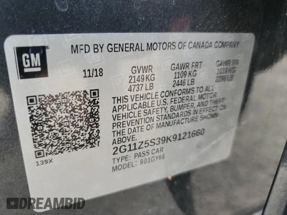 ✅ 2019 Chevrolet Impala LT • VIN: 2G11Z5S39K9121660 • Лот: 71054304. Опубликован ранее на Copart с пробегом 163 516 миль. Бесплатный доступ к архиву аукционных продаж из США и подробный отчёт об истории автомобиля на DreamBid. Изображение 15.