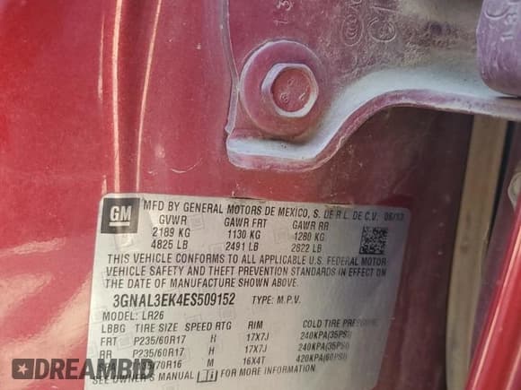 ✅ 2014 Chevrolet Captiva Sport LT • VIN: 3GNAL3EK4ES509152 • Lot: 68371534. Wystawiony na Copart z przebiegiem 214 912 mil. Bezpłatny archiwum sprzedaży aukcyjnych z USA i szczegółowy raport historii pojazdu na DreamBid. Zdjęcie 13.