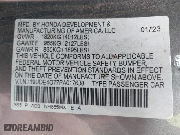 ✅ 2023 Acura Integra Technology • VIN: 19UDE4G77PA017638 • Lot: 43185226. Listed on IAAI with Not provided. Free auction sales archive from the USA and detailed vehicle history report at DreamBid. Image 9.