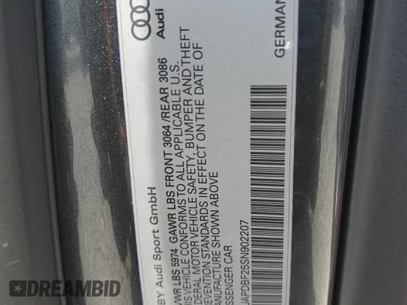 ✅ 2025 Audi RS 7 performance • VIN: WUAPDBF25SN902207 • Lot: 53707525. Wystawiony na Copart z przebiegiem 2 365 mil. Bezpłatny archiwum sprzedaży aukcyjnych z USA i szczegółowy raport historii pojazdu na DreamBid. Zdjęcie 13.