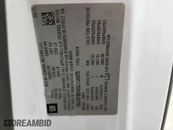 2016 Chevrolet Colorado 4WD WT с VIN 1GCHTBEA6G1128075, выставлен на аукционе Copart как лот 56730185 с пробегом 124 537 миль миль и Чистый • Clean title. История ставок и продаж доступна на DreamBid. Изображение 12.