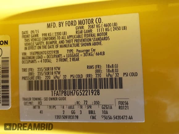 ✅ 2016 Ford Mustang EcoBoost Premium • VIN: 1FATP8UH7G5221928 • Lot: 42777372. Listed on IAAI with 147,534 mi. Free auction sales archive from the USA and detailed vehicle history report at DreamBid. Image 9.