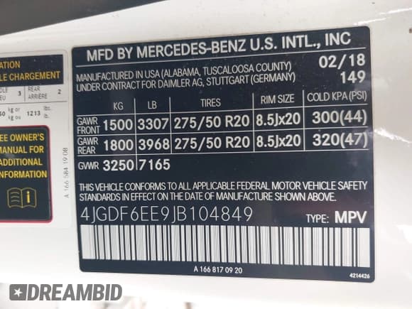 ✅ 2018 Mercedes-Benz GLS 450 • VIN: 4JGDF6EE9JB104849 • Lot: 43331803. Listed on IAAI with 74,675 mi. Free auction sales archive from the USA and detailed vehicle history report at DreamBid. Image 9.